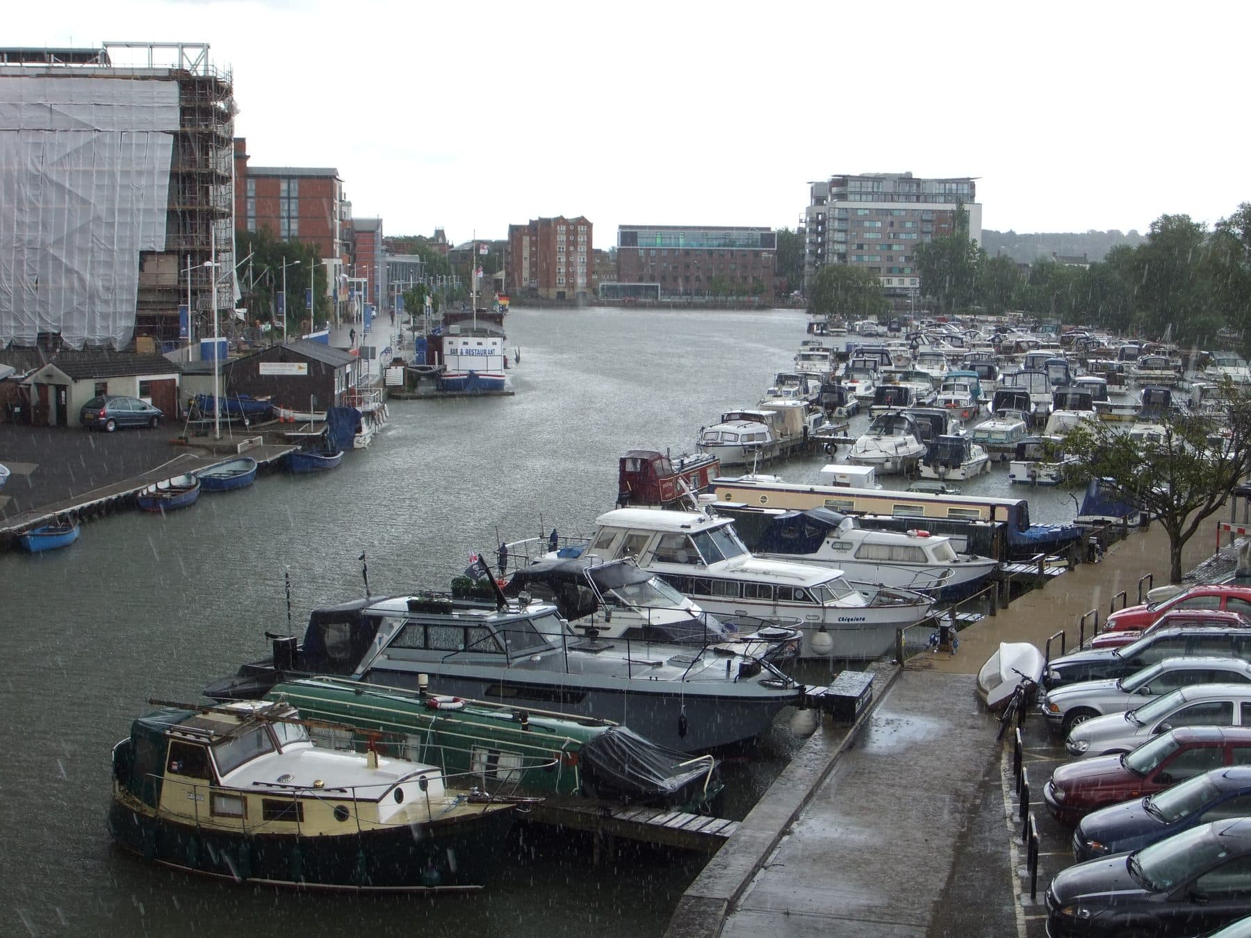 Brayford Pool in Lincoln with waterfront buildings and boats